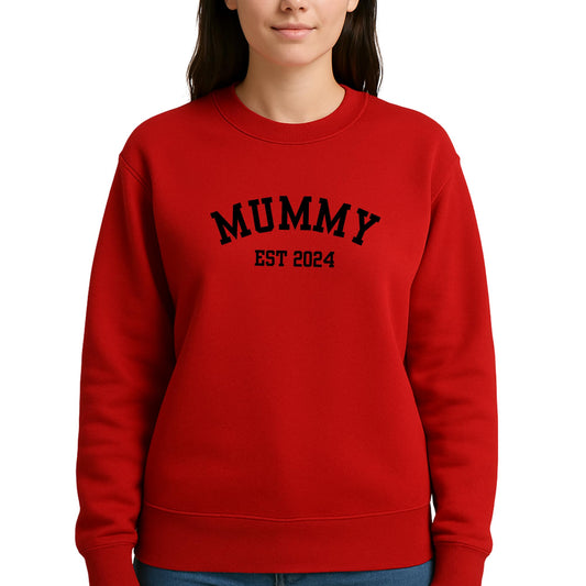 Be Buz Mummy Est. Custom Sweatshirt Personalized Year Mom Pullover New Mum Gift Idea Cute Pregnancy Reveal Long Sleeve Sweater - Top Tee