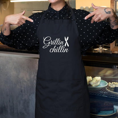 Grillin Cillin Chef Funny Aprons for Women Printed Apron Gift for Her Chef Apron Kitchen Apron BBQ Apron Gift Baking Apron Father Day Gift