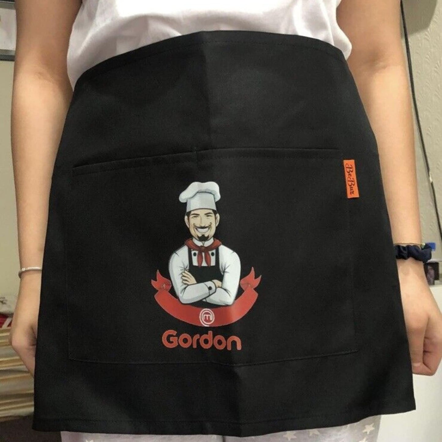 Personalised Short Apron Customised Half Waist Aprons Printed Aprons for Men Women Waitress Bar Pub Novelty Chef Gift for Her Him Dad