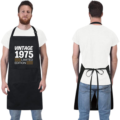 49Th Birthday Gift for Men or Women Born in 1975 Limited Edition Apron Kitchen Apron Gift for Him Her Aprons for Mens Dad Apron Chef Apron BBQ Apron Father Day Gift Black Apron