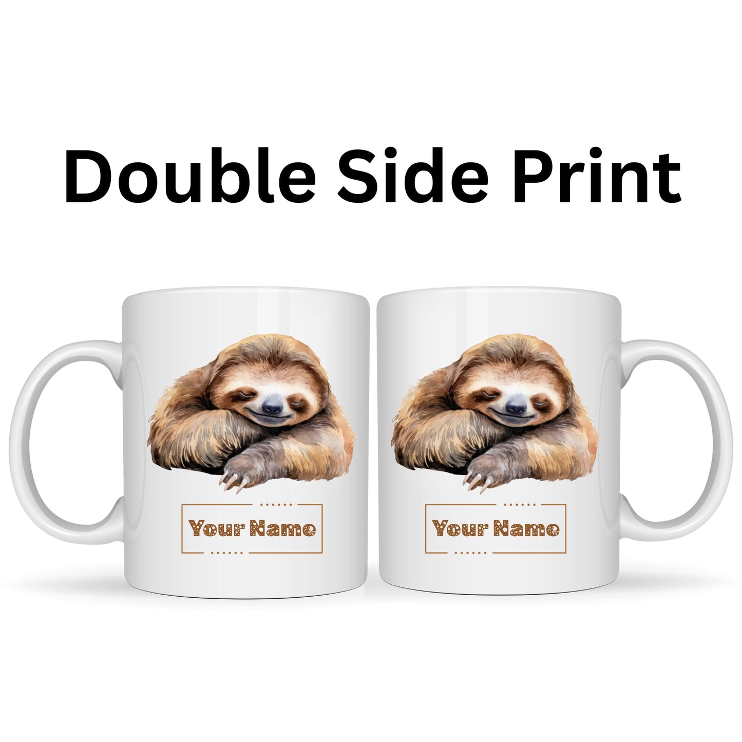 Personalized Sleeping Sloth Mug – Custom Name Ceramic Coffee Cup – Cute Sloth Lover Gift for Teachers, Teenagers and Friends – 11oz