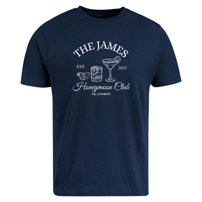 Be Buz Personalized Honeymoon Club T-Shirt, Mr and Mrs Matching Couple Wedding Tees for Bride and Groom