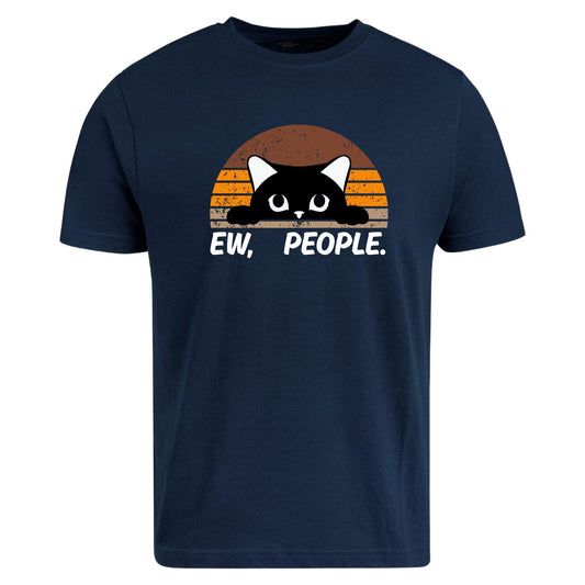 Be Buz Funny Cat T-Shirt, Ew People Sarcastic Cat Lover Antisocial Graphic Tee, Men and Women Introvert Gift Shirt