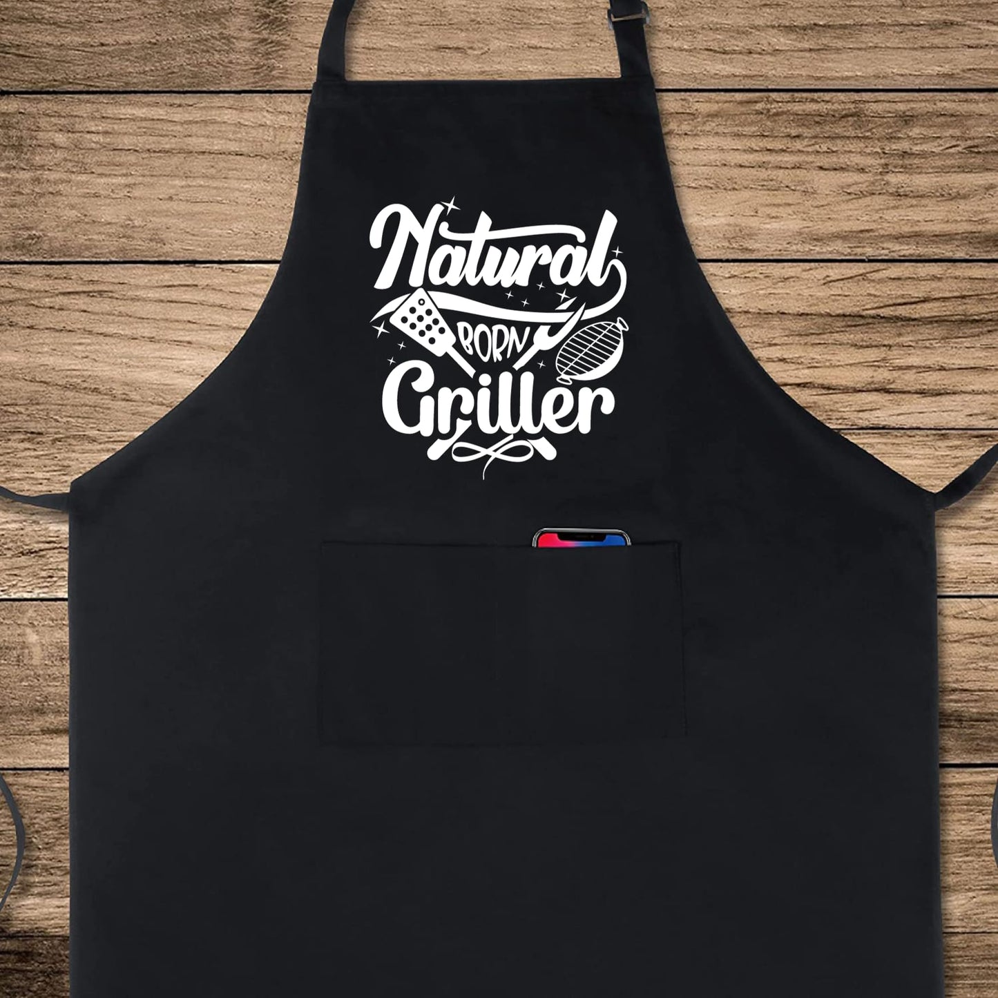 Natural Born Griller Funny Aprons for men Printed Apron Gift for Her Chef Apron Kitchen Apron BBQ Apron Gift Baking Apron Father Day Gift