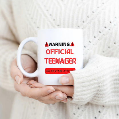 Warning Official Teenager Mug Funny Teen Attitude Gift Mug Birthday Gift for Teens, Boys or Girls Sarcastic Coffee Cup for Teenagers