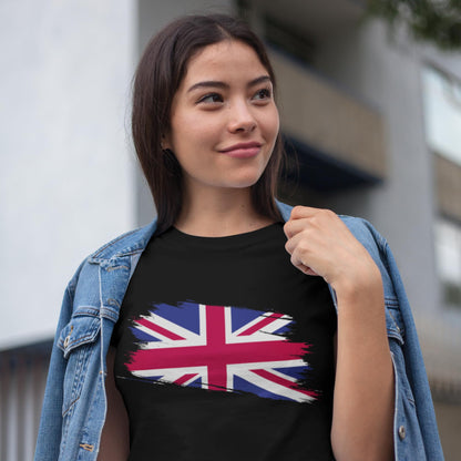 Be Buz Union Jack Flag T-Shirt for Women Great Britain Ladies Cool Distressed Flag Cotton Shirt Gift for her