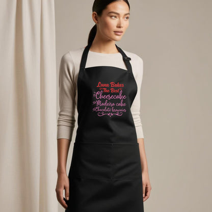 Custom Baking Apron with Adjustable Straps and Two Pockets Personalised Aprons Gift for Him Her Aprons for Women Kitchen Apron Baking Apron Mother Day Gift Black Apron