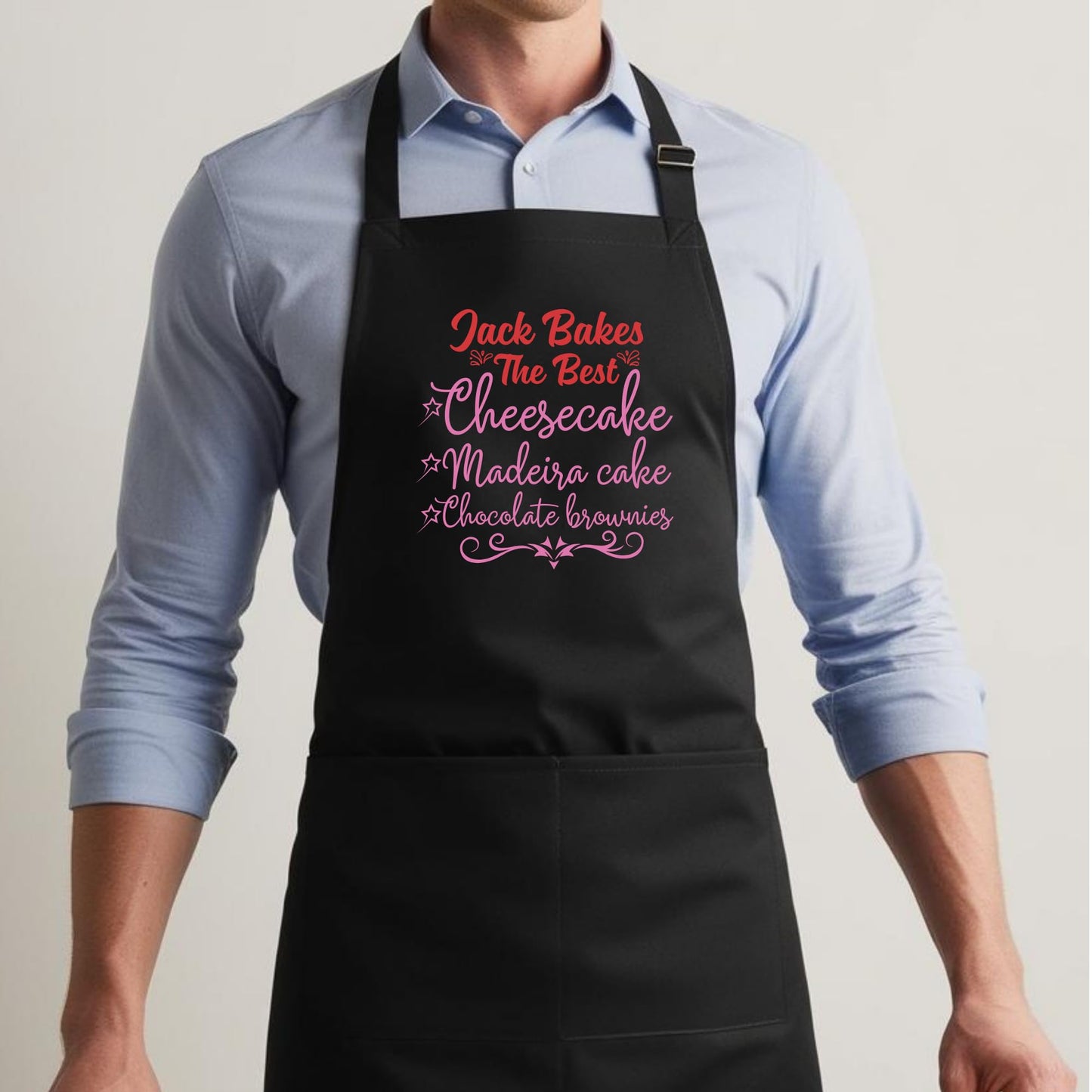 Custom Baking Apron with Adjustable Straps and Two Pockets Personalised Aprons Gift for Him Her Aprons for Women Kitchen Apron Baking Apron Mother Day Gift Black Apron