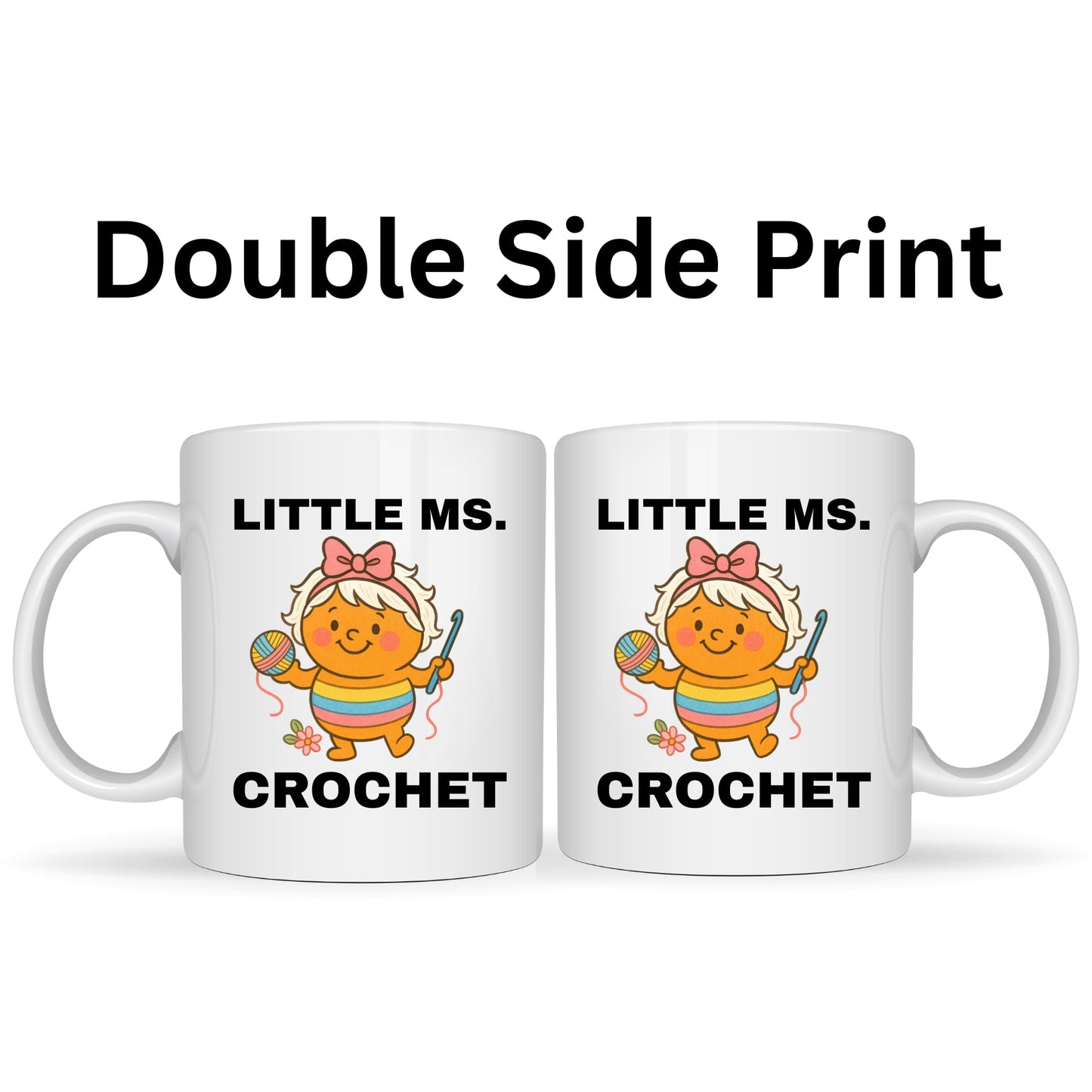 Be Buz Little Ms. Crochet Mug – Funny Ceramic Coffee Cup for Crochet Lovers, Knitters, Sewing, and Yarn Crafters, 11oz