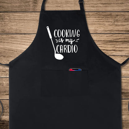 Cooking Is My Cardio Funny Aprons for men Printed Apron Gift for Her Chef Apron Kitchen Apron BBQ Apron Gift Baking Apron Father Day Gift