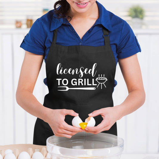 Licensed To Grill Funny Aprons for men Printed Apron Gift for Her Chef Apron Kitchen Apron BBQ Apron Gift Baking Apron Father Day Gift