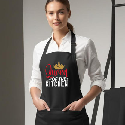 Queen of the Kitchen Funny Apron for Womens Mom Aprons Gift for Him Her Chef Apron Kitchen Apron BBQ Apron Grill Apron Mother Day Gift Black Apron