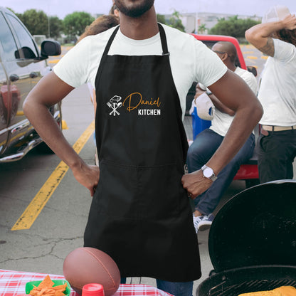 Personalized Name Kitchen Apron Grill Apron Gift for Him Her Aprons for Mens womens Dad Apron Chef Apron Kitchen Apron BBQ Apron Father Day Gift Black Apron