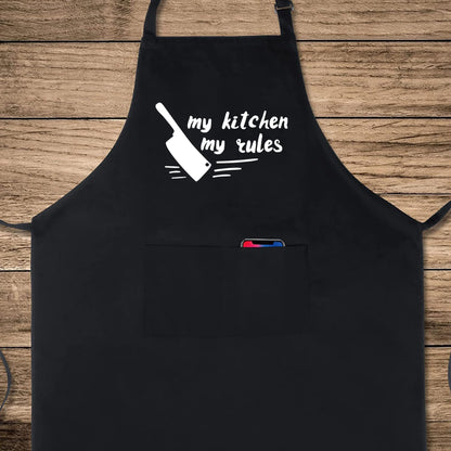 My Kitchen My Rules Funny Aprons for men Printed Apron Gift for Her Chef Apron Kitchen Apron BBQ Apron Gift Baking Apron Father Day Gift