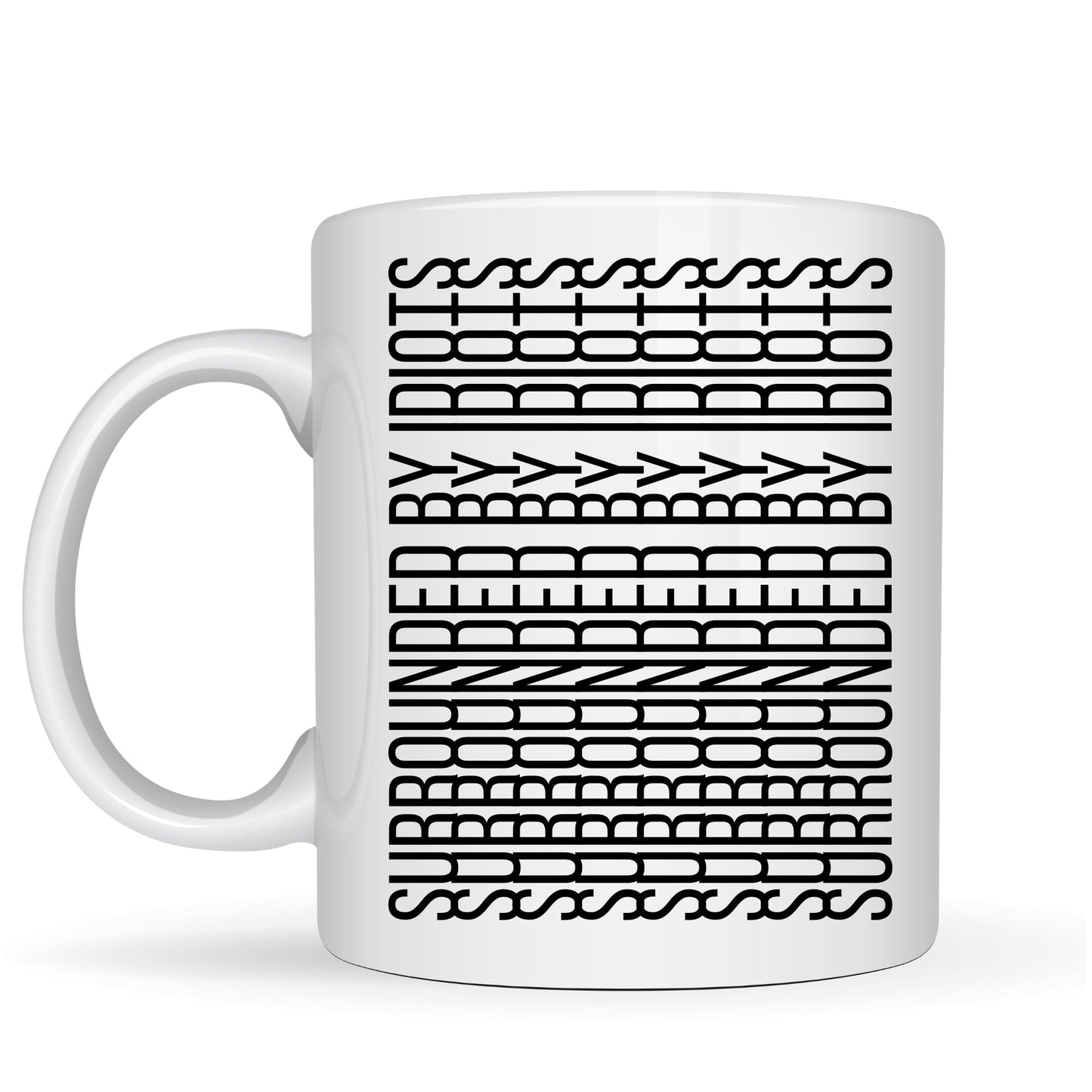 Be Buz Surrounded by Idiots Hidden Message Mug - Funny Geometric Optical Illusion Coffee Cup - 11oz White Ceramic Tea Mug