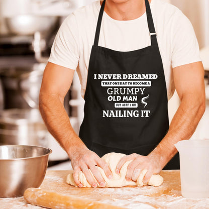 Grumpy Old Man Funny Aprons for men Printed Apron Gift for Her Chef Apron Kitchen Apron BBQ Apron Gift Baking Apron Father Day Gift