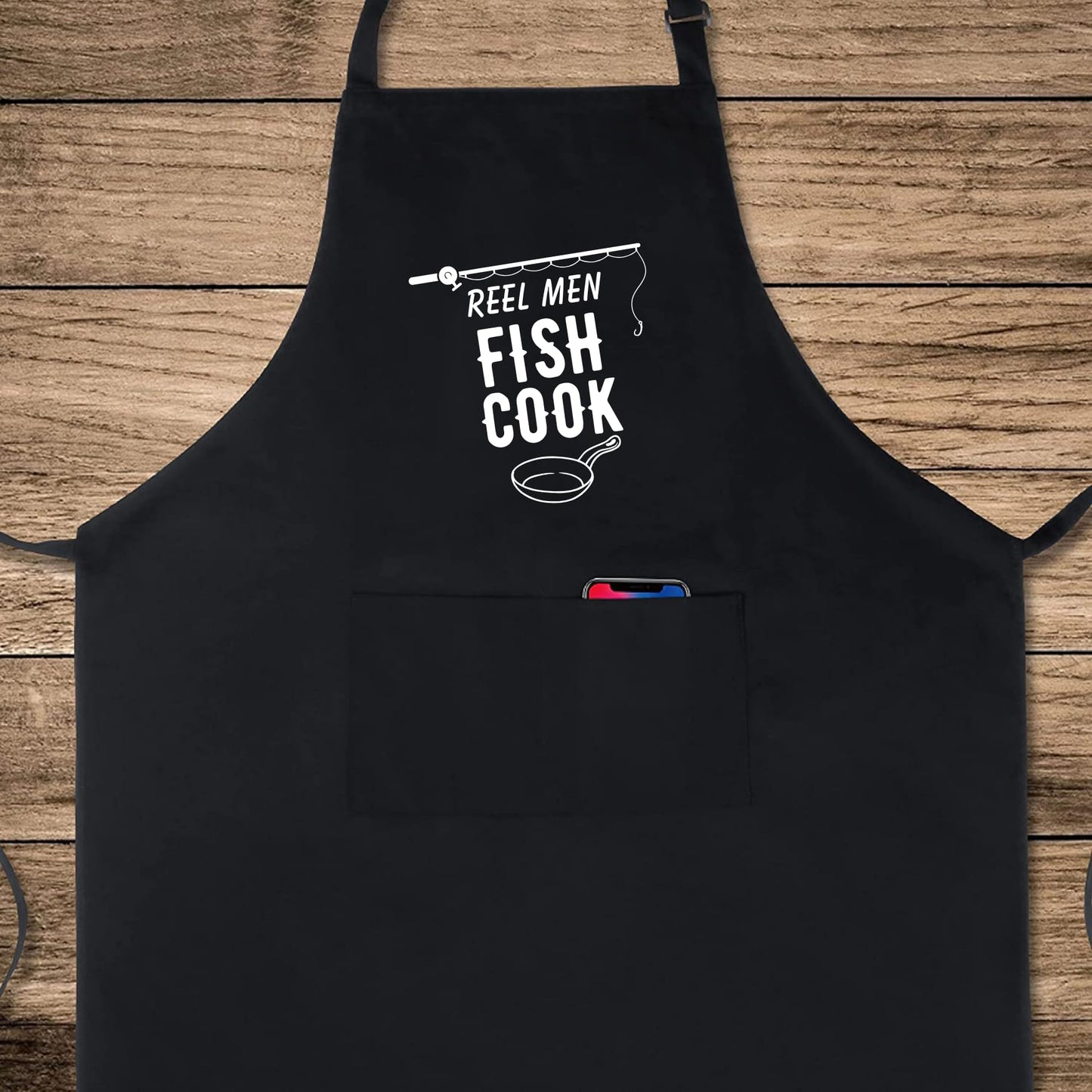 Reel Men Fish Cook Funny Aprons for men Printed Apron Gift for Her Chef Apron Kitchen Apron BBQ Apron Gift Baking Apron Father Day Gift
