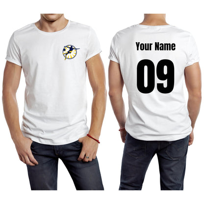 Personalised T-Shirt Your Name & Number Any Country or Club Badge Jersey Retro Top Adults Logo Printed Unisex Men Women Cotton Crew Neck Casual T-Shirt