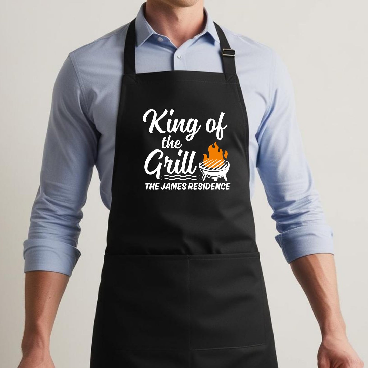 Custom Grill Apron - BBQ Aprons for Men, Gift for Him, Dad Apron for Grilling Birthday BBQ gift for men Apron with Adjustable Straps and Two Pockets Personalized BBQ Apron