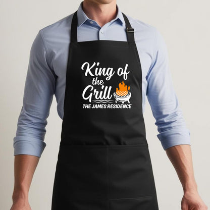 Custom Grill Apron - BBQ Aprons for Men, Gift for Him, Dad Apron for Grilling Birthday BBQ gift for men Apron with Adjustable Straps and Two Pockets Personalized BBQ Apron
