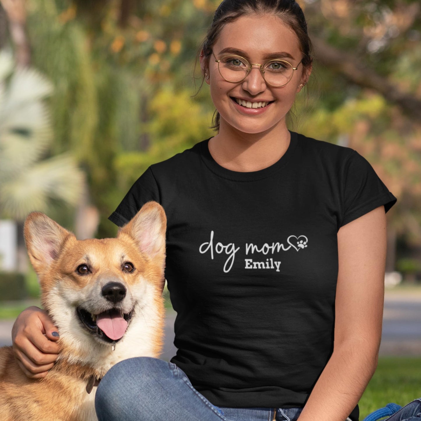 Be Buz Custom Dog Mom T-Shirt Personalized Women's Shirt Pet Lover Women's Graphic Birthday Gift for Her