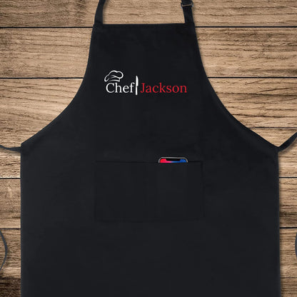 Custom Chef Name Personalized Apron Dad BBQ Custom Apron Adjustable Bib Apron for Men and Women Unique Gift for Chefs BBQ Grillers Bakers and Cooking Enthusiasts
