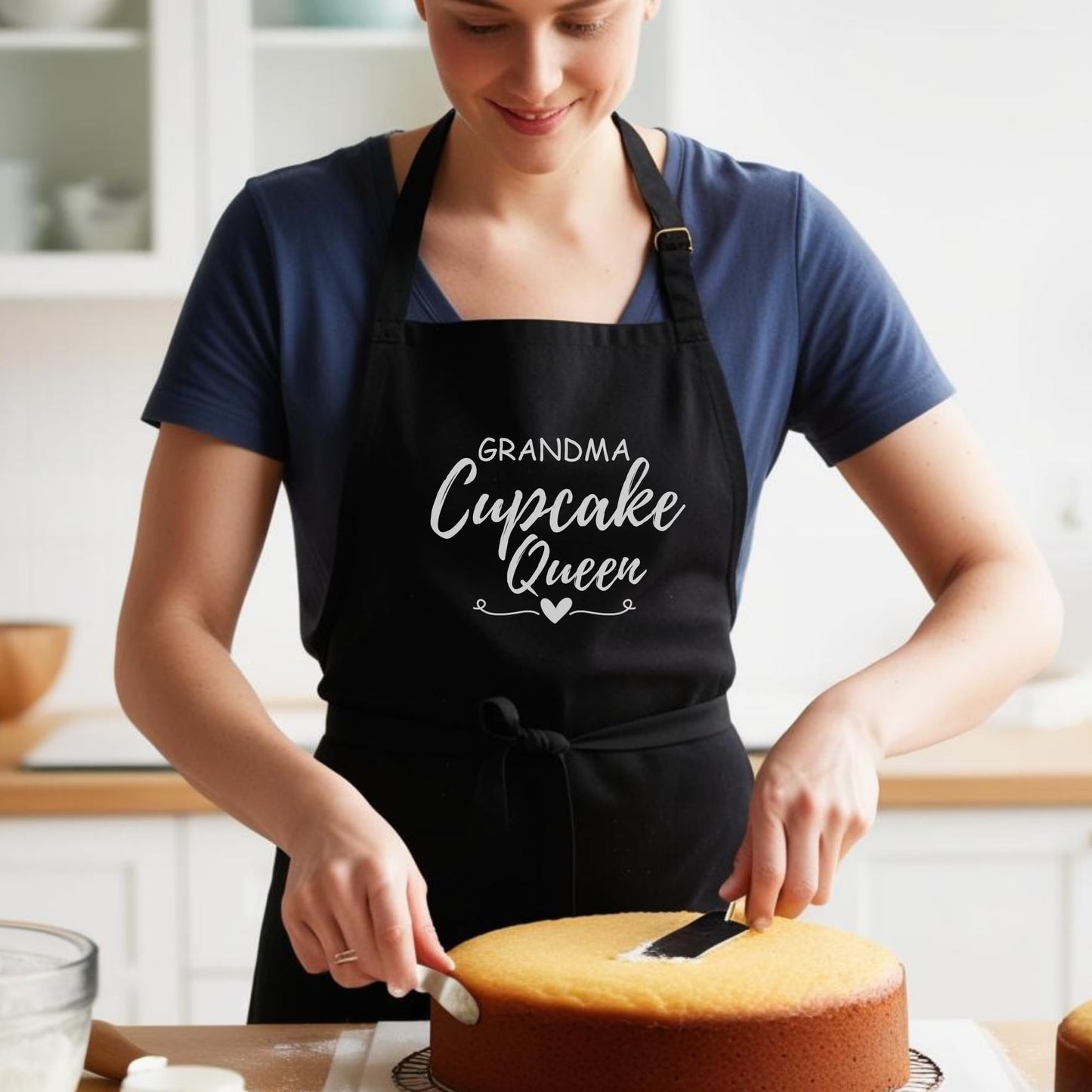 Grandma Cupcake Queen Custom Apron Personalized Baking Apron for Grandmas Apron with Adjustable Straps Gift for Her Aprons for Women Kitchen Apron Baking Apron Mother Day Gift Black Apron
