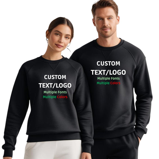 Be Buz Custom Sweatshirt with Your Text, Image, or Logo Personalized Unisex Crewneck Custom Gift for him her Pullover for Business Events, Matching Outfits - Top Tee
