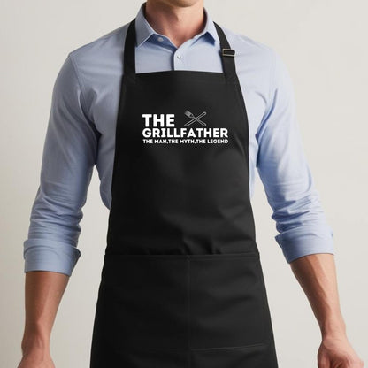 The Grillfather The Man, The Myth, The Legend Funny Aprons for men Printed Apron Gift for Her Chef Apron Kitchen Apron BBQ Apron Gift Baking Apron Father Day Gift