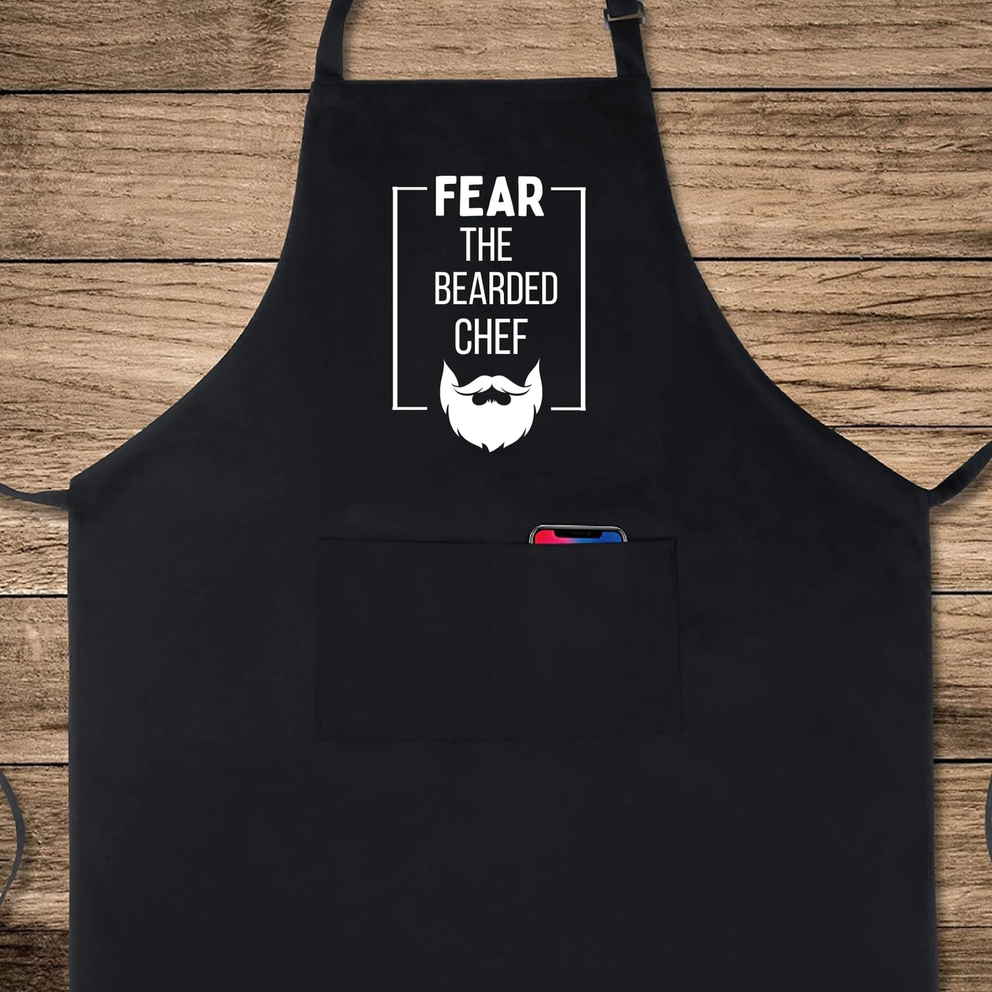 Fear The Bearded Chef Funny Aprons for men Printed Apron Gift for Her Chef Apron Kitchen Apron BBQ Apron Gift Baking Apron Father Day Gift