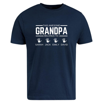 Be Buz Personalized Grandpa T-Shirt with Custom Grandkids Names This Awesome Grandpa Belongs to t Shirt for Grandpa - Top Tee