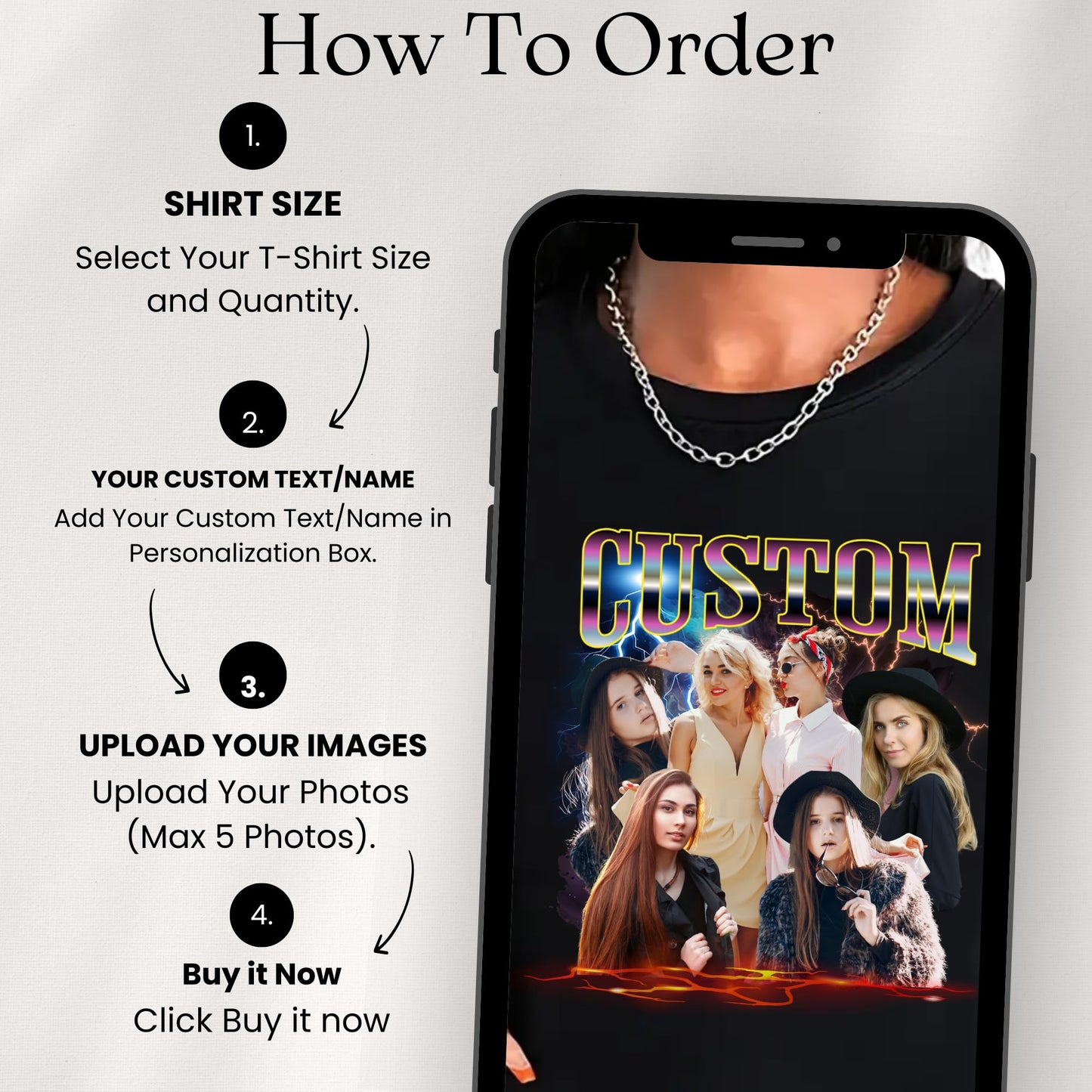 Personalized Bootleg Rap Tee, Sweatshirt, and Hoodie, Retro 90s Style Vintage Graphic tee – Custom Photo Shirt Women 100% Cotton Customised T Shirt, Gift for Music Lovers