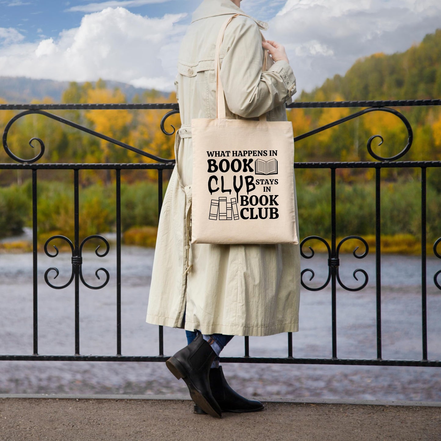 Be Buz Book Club Tote Bag - Stylish and Durable Reusable Bag for Book Lovers Readers and Bibliophiles Perfect for Library Visits Bookstore Hauls and Book Club Meetings