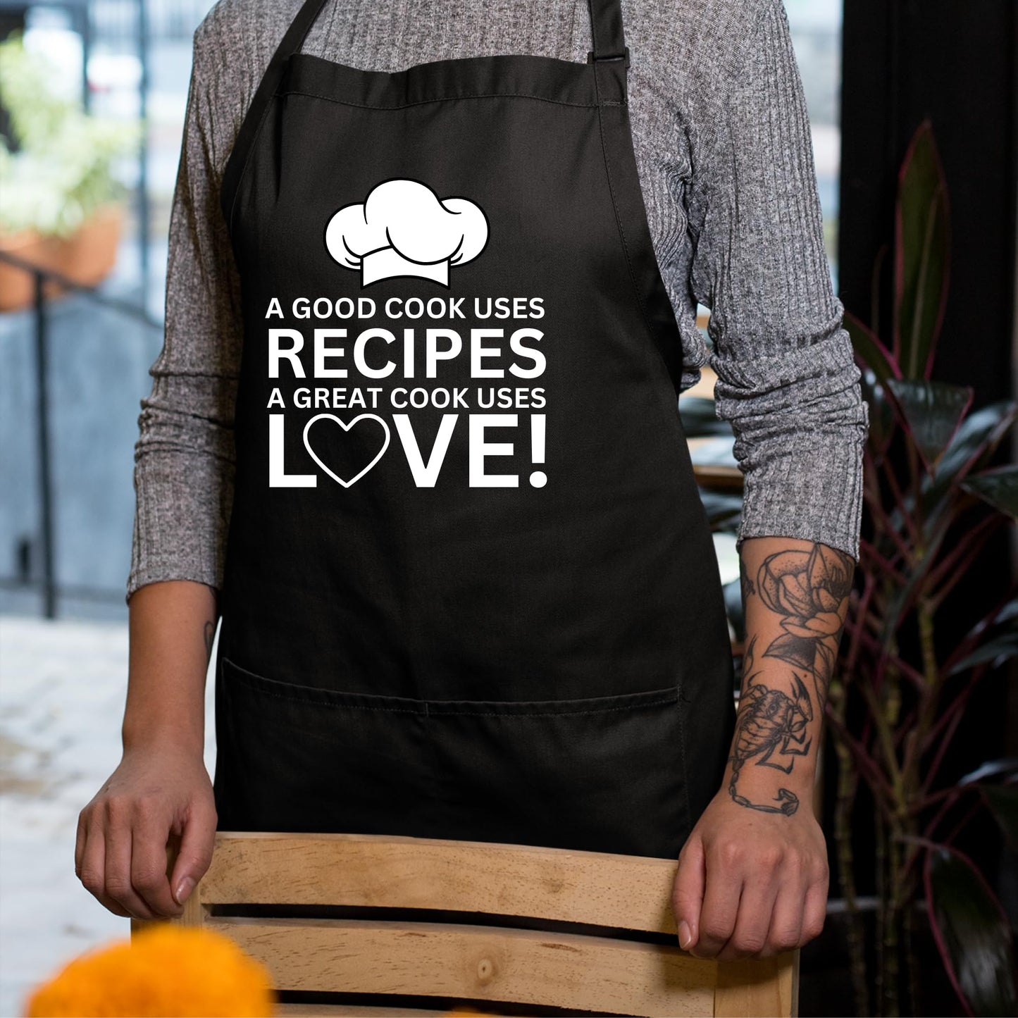 A Good Cook Uses Recipes A Great Cook Uses Love Funny Aprons for Women Printed Apron Gift for Her Chef Apron Kitchen Apron BBQ Apron Gift Baking Apron Father Day Gift