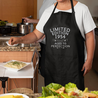 70Th Birthday Gifts - Limited Edition “Aged to Perfection” Apron Kitchen Apron Gift for Him Her Aprons for Mens Dad Apron Chef Apron Kitchen Apron BBQ Apron Father Day Gift Black Apron
