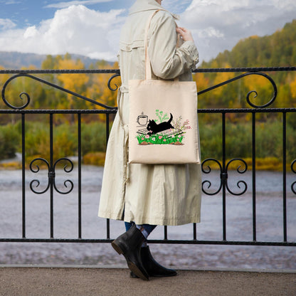 Be Buz Black Cat Tote Bag for Women Cat Reading Floral Book Design Cat Tote Bags Reusable Casual Bag for Work Shopping Travel