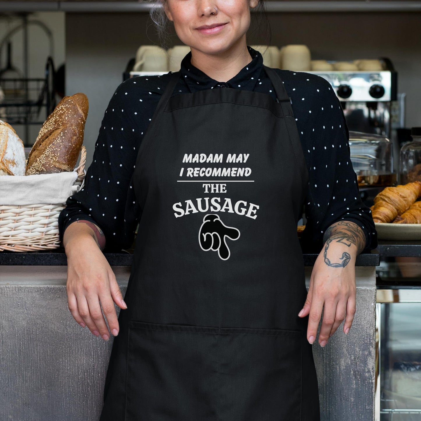 Recommend The Sausage Slogan Funny Apron Dad Aprons Gift for Him Aprons for Mens Chef Apron Kitchen Apron BBQ Apron Grill Apron Father Day Gift Black Apron