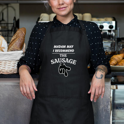 Recommend The Sausage Slogan Funny Apron Dad Aprons Gift for Him Aprons for Mens Chef Apron Kitchen Apron BBQ Apron Grill Apron Father Day Gift Black Apron