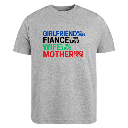 Be Buz Custom Girlfriend Fiancé Wife Mother T-Shirt Personalized Date Milestone Women’s Graphic Tee Funny Relationship Shirt
