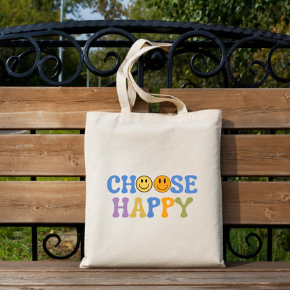 Be Buz Choose Happy Tote Bag Inspirational and Stylish Bag for Spreading Positivity Everywhere You Go Reusable Casual Bag for Work Shopping Travel