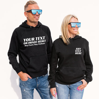 Personalised Hoodies for Women Men Unisex Any Name Text Logo Picture Custom hoody Bride Bridal Party Gift Comapny logo Jumper Black