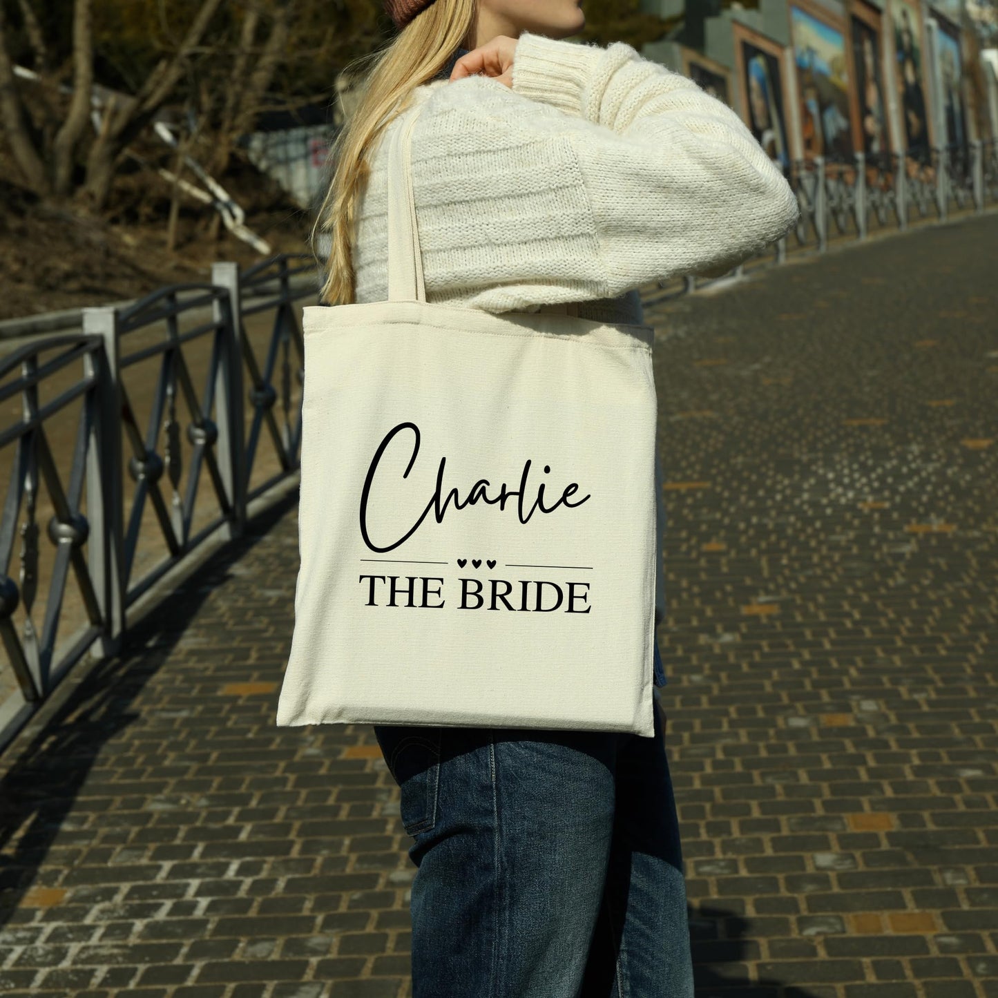 BeBuz Custom Bride Name Tote Bag Personalized Bridal Tote, Custom Bride’s Name, Wedding Day Accessory, Bride Gift Bag, Bride to Be, Reusable Casual Bag for Work Shopping Travel