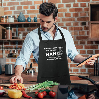 This is A Manly Apron for A Manly Man Funny Birthday Gifts for Dad Husband, Father in Law, Step Dad, Best Dad, Daddy - Dad Aprons for Cooking Lovers| Chef Aprons for Men and Women