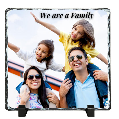 Be Buz Personalized Sublimation Photo Slate Frame, 15cm Square Rock Natural Stone with Stand, Custom Picture Printing for Wedding, Birthday, Memorial - Top Tee