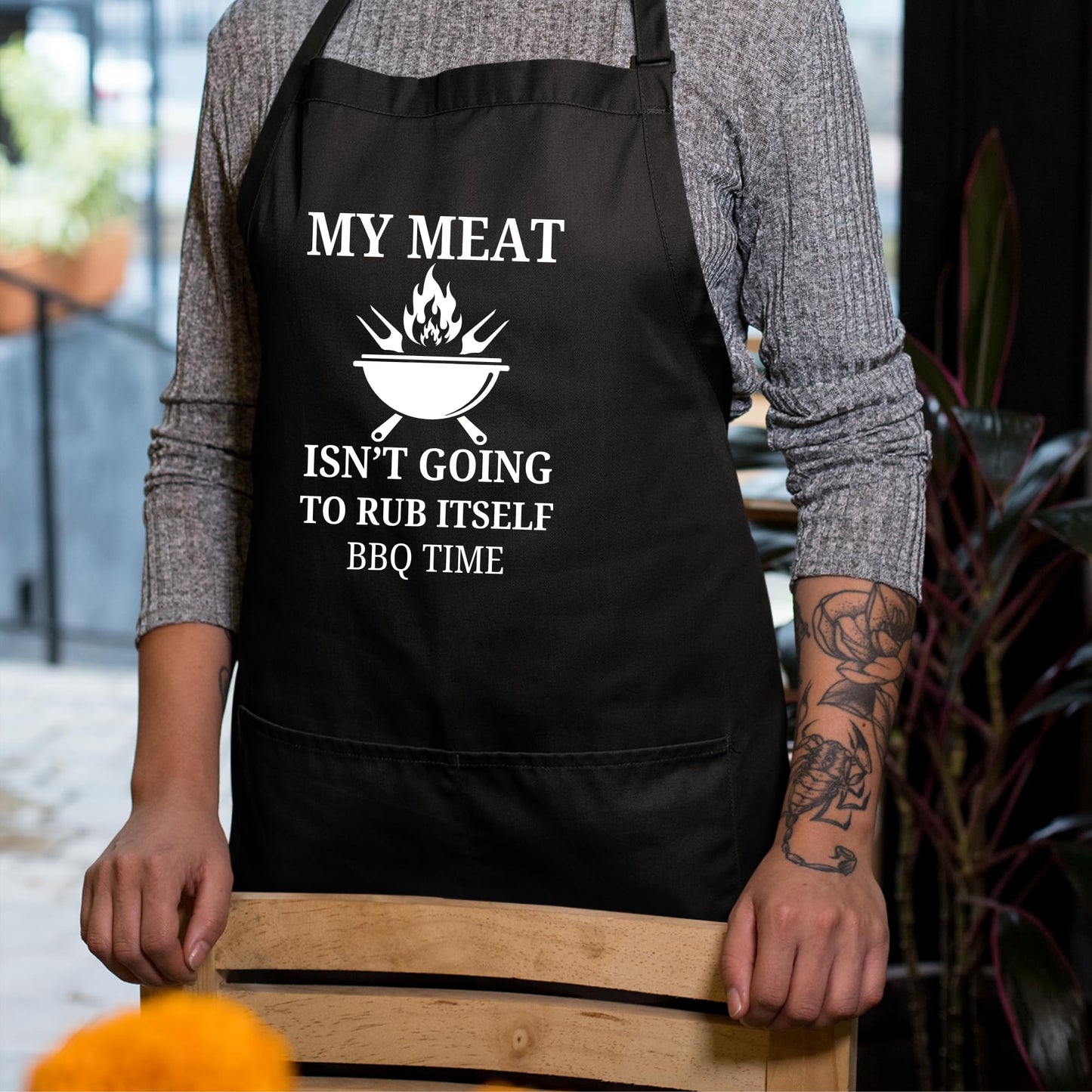 My Meat Isn't Going To Rub Itself BBQ Time Funny Aprons for Men Printed Apron Gift for Him Chef Apron Kitchen Apron BBQ Apron Gift Baking Apron Father Day Gift