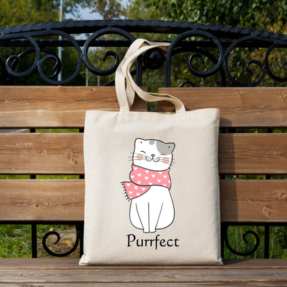 Be Buz Purrfect Charming Cat Tote Bag Adorable and Stylish Bag for Cat Lovers Reusable Casual Bag for Work Shopping Travel