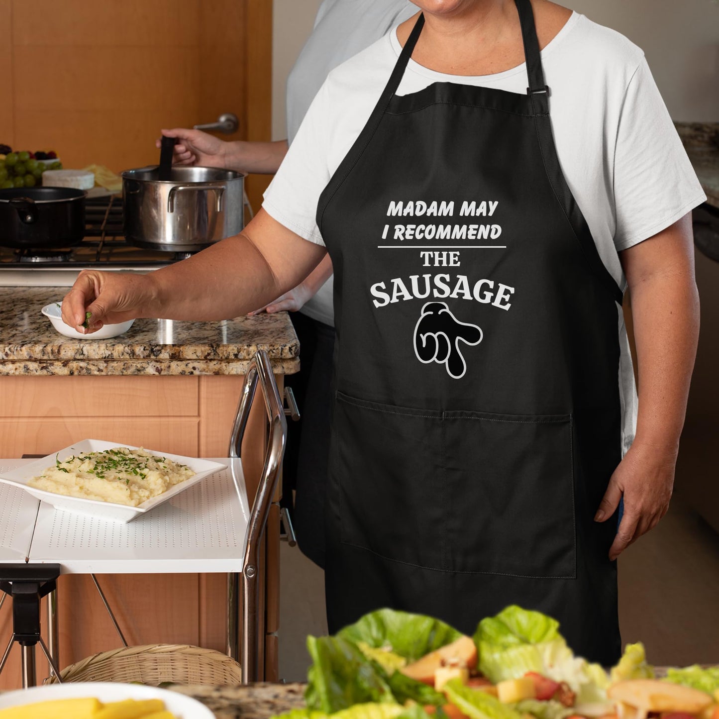 Recommend The Sausage Slogan Funny Apron Dad Aprons Gift for Him Aprons for Mens Chef Apron Kitchen Apron BBQ Apron Grill Apron Father Day Gift Black Apron