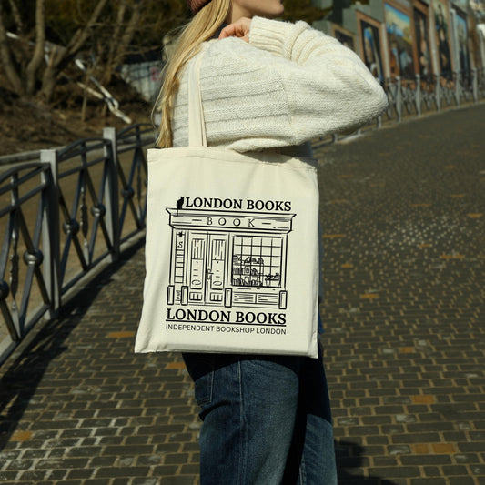 Be Buz London Books Print Tote Bag Uni Bag for Book Lovers Reusable Casual Bag for Work Shopping Travel womens tote