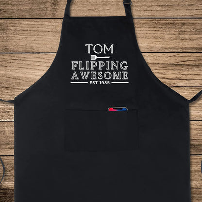Flipping Awesome Custom Apron Grill Apron Gift for Him Her Aprons for Mens womens Dad Apron Chef Apron Kitchen Apron BBQ Apron Father Day Gift Black Apron