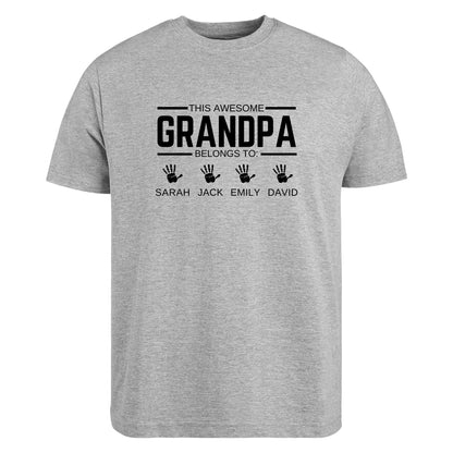 Be Buz Personalized Grandpa T-Shirt with Custom Grandkids Names This Awesome Grandpa Belongs to t Shirt for Grandpa - Top Tee